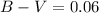 Mathematical equation: $B-V=0.06$