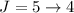 Mathematical equation: $J = 5 \rightarrow 4$