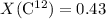 Mathematical equation: $X({\rm C}^{12})=0.43$