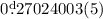 Mathematical equation: $0\fd27024003(5)$