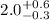 Mathematical equation: $2.0^{+0.6}_{-0.3}$