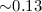 Mathematical equation: ${\sim} 0.13$