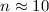 Mathematical equation: $n \approx 10$