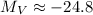 Mathematical equation: $M_V \approx -24.8$