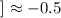 Mathematical equation: $] \approx -0.5$
