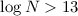 Mathematical equation: $\log N > 13$