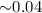 Mathematical equation: ${\sim} 0.04$