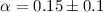Mathematical equation: $\alpha=0.15\pm0.1$