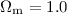 Mathematical equation: $\Omega_{\rm m}=1.0$