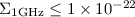 Mathematical equation: $\Sigma_{1 \rm GHz} \le 1\times 10^{-22}$