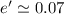 Mathematical equation: $e'\simeq 0.07$