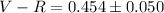 Mathematical equation: $V-R = 0.454 \pm 0.050$