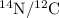 Mathematical equation: $^{14}\mathrm{N}/^{12}\mathrm{C}$
