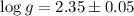 Mathematical equation: $\log g=2.35 \pm 0.05$