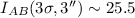 Mathematical equation: $I_{AB}(3\sigma,3'')\sim 25.5$