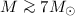 Mathematical equation: $M \ga 7 M_{\odot}$