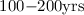 Mathematical equation: $100{-}200 \rm{yrs}$