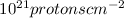 Mathematical equation: $10^{21} { protons cm}^{-2}$