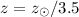 Mathematical equation: $z=z_{\odot}/3.5$
