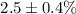 Mathematical equation: $2.5\pm0.4\%$