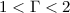Mathematical equation: $ 1< \Gamma < 2 $