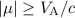 Mathematical equation: $|\mu |\ge V_{\rm A}/c$