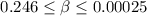 Mathematical equation: $0.246\leq\beta\leq 0.00025$