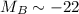 Mathematical equation: $M_B \sim-22$