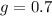 Mathematical equation: $g = 0.7$