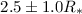 Mathematical equation: $2.5 \pm 1.0 R_*$