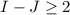 Mathematical equation: $I-J \ge 2$