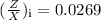 Mathematical equation: $(\frac ZX)_{\rm i}=0.0269$
