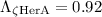 Mathematical equation: $\Lambda_{\zeta\rm Her A}=0.92$