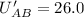 Mathematical equation: $U'_{AB}=26.0$