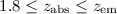 Mathematical equation: $1.8 \leq z_{\rm abs} \leq z_{\rm em}$