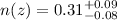Mathematical equation: $n(z) = 0.31^{+0.09}_{-0.08}$