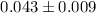 Mathematical equation: $0.043 \pm 0.009$