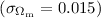 Mathematical equation: $(\sigma_{\Omega_{\rm m}}=0.015)$