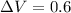 Mathematical equation: $\Delta V=0.6$