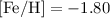 Mathematical equation: ${\rm [Fe/H]} = -1.80$