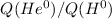 Mathematical equation: $Q(He^{0})/Q(H^{0})$