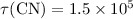 Mathematical equation: $\tau(\rm CN)=1.5\times10^{5}$