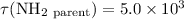 Mathematical equation: $\tau({\rm NH}_{2~\rm parent})=5.0\times10^{3}$