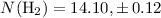 Mathematical equation: $N({\rm H}_{2}) = 14.10, \pm\,0.12$