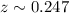 Mathematical equation: $z \sim 0.247$