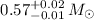 Mathematical equation: $0.57^{+0.02}_{-0.01}\,{M}_\odot$