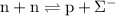 Mathematical equation: $\rm n+n \rightleftharpoons p+\Sigma^-$