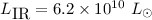 Mathematical equation: $\mbox{$L_{\mbox{IR}}$}= 6.2 \times 10^{10}~L_{\odot}$
