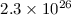 Mathematical equation: $2.3 \times 10^{26}$