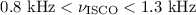 Mathematical equation: $0.8~ {\rm kHz} < \nu_{\rm ISCO} < 1.3~ {\rm kHz}$